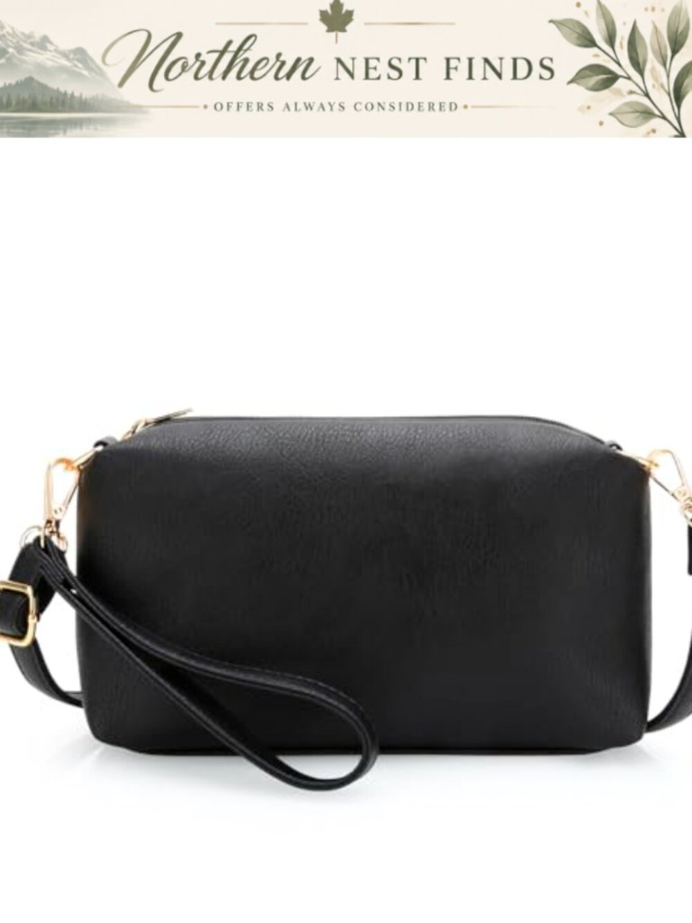 Small PU Leather Crossbody Bag Wristlet Clutch with Card Slots Adjustable Strap